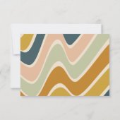 ボホ自然波線ティール(緑がかった色)カスタムブライダルシャワー サンキューカード (裏面)