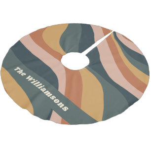 ボホ自然波線テラコッタパーソナライズされた ブラッシュドポリエステルツリースカート