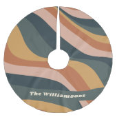 ボホ自然波線テラコッタパーソナライズされた ブラッシュドポリエステルツリースカート (正面)