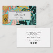 ボホ自然金ゴールドターコイズ熱帯フローラ 名刺 (正面/裏面)