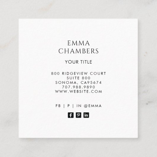 ボホ自然金ゴールドブルー熱帯フローラ事業 スクエア名刺 (裏面)