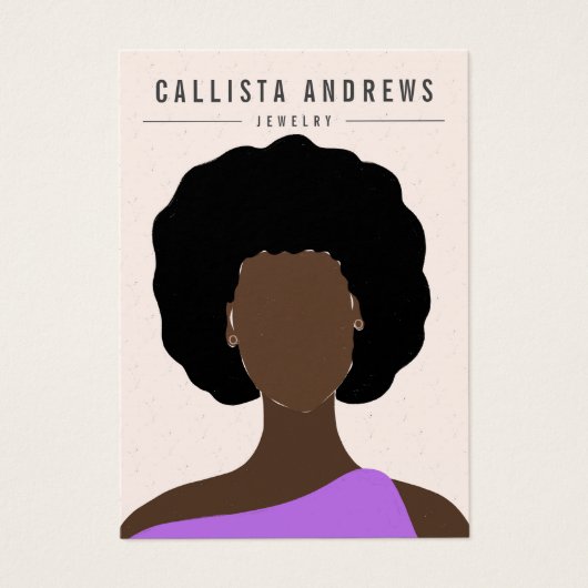 ボホ自然黒髪ガールイヤリング表示カード (正面)
