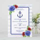ボホ航海のホワイトブルーフローラウォーター結婚カラー 招待状 (スタンド正面)
