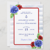 ボホ航海のホワイトレッドフローラ水色結婚の 招待状 (正面)