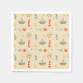 ボホ航海のボートライトハウスパターン スタンダードカクテルナプキン (正面)