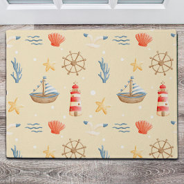 ボホ航海のボートライトハウスパターン ドアマット