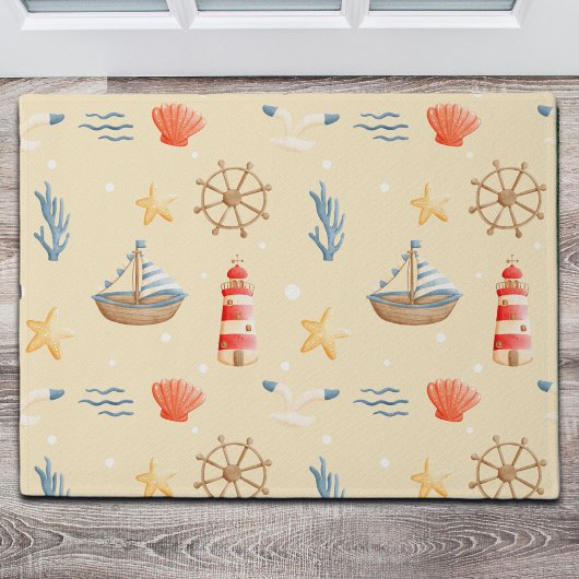 ボホ航海のボートライトハウスパターン ドアマット