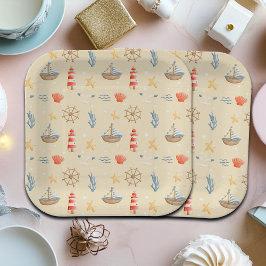 ボホ航海のボートライトハウスパターン ペーパープレート