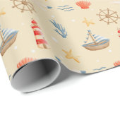 ボホ航海のボートライトハウスパターン ラッピングペーパー (ロールコーナー)