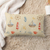 ボホ航海のボートライトハウスパターン ランバークッション (ブランケット)