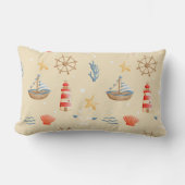 ボホ航海のボートライトハウスパターン ランバークッション (正面)