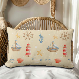 ボホ航海のボートライトハウスパターン ランバークッション