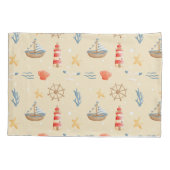 ボホ航海のボートライトハウスパターン 枕カバー (裏面)