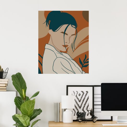 ボホ色のトランディファッションのポトレイト ポスター (ホームオフィス)