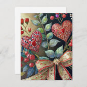 ボホ色彩の鮮やかハートバレンタイン シーズンカード (正面/裏面)