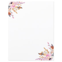 ボホ花模様の羽の白いピンクページ