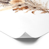 ボホ花模様グレーベージュブラウンフェザーズボタニカル ポスター (角)