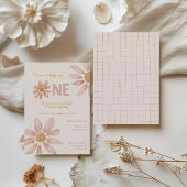 ボホ花模様デイジーガールファースト誕生日招待状 招待状