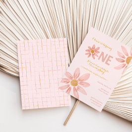 ボホ花模様デイジーガールファースト誕生日招待状 招待状