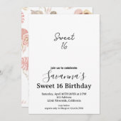 ボホ花模様パーソナライズされたズスウィート16誕生日 招待状 (正面/裏面)