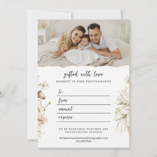 ボホ花模様 | アーチ写真 | 写真ギフトカード (裏面)