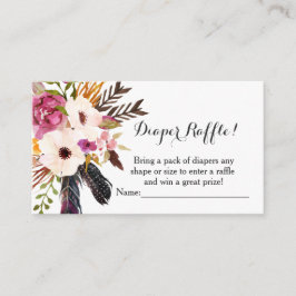 ボホ花赤ちゃんシャワーおむつラッフルカード エンクロージャーカード