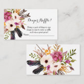 ボホ花赤ちゃんシャワーおむつラッフルカード エンクロージャーカード (正面/裏面)