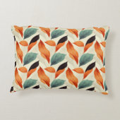 ボホ芸術的オレンジブルー葉ブラック アクセントクッション (裏面)