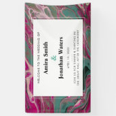 ボホ芸術的ピンクマーブルエントランスバナー 横断幕 (縦)