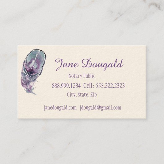 ボホ芸術的フェザーペン黒クラシック公証人 名刺 (正面)