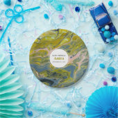 ボホ芸術的ライムグリーン&ブルーマーブル誕生日 ペーパープレート (パーティー)