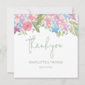 ボホ芸術的ワイルドフラワーウォータカラーハンド絵を描 サンキューカード (正面)