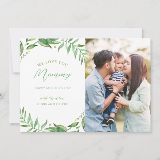 ボホ葉パーソナライズされたーの母の日の写真カード カード (正面)
