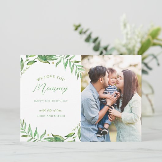 ボホ葉パーソナライズされたーの母の日の写真カード カード (スタンド正面)
