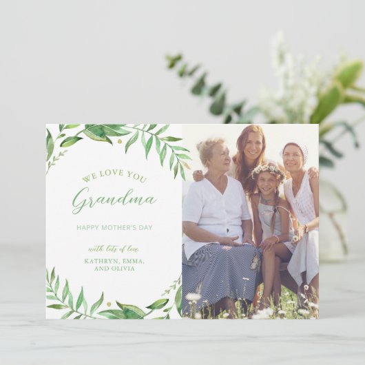 ボホ葉パーソナライズされたーの母の日の写真カード カード (スタンド正面)