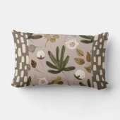 ボホ葉ベージュアンドグリーン装飾用クッション ランバークッション (裏面)