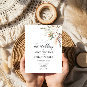 ボホ葉ー結婚式招待状パンパグラス インビテーションポストカード