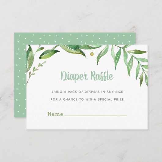 ボホ葉ー赤ちゃんシャワーおむつラッフルカード エンクロージャーカード (正面/裏面)