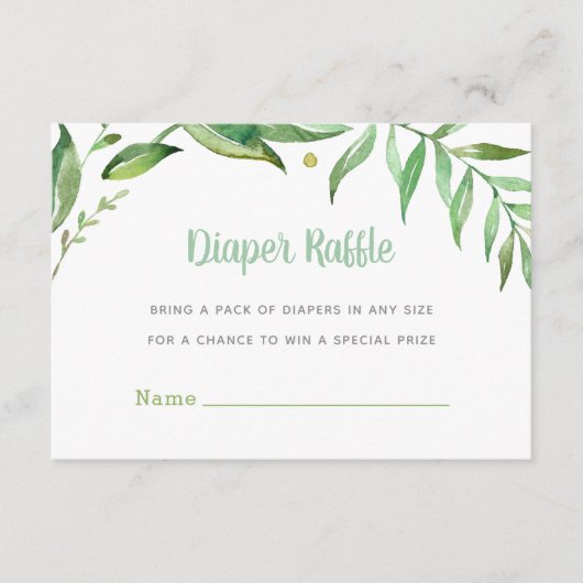ボホ葉ー赤ちゃんシャワーおむつラッフルカード エンクロージャーカード (正面)