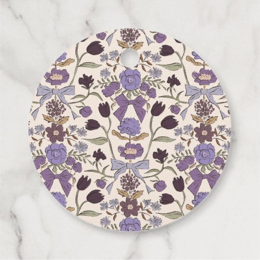 ボホ薄紫ボウフローラ結婚式の引き出物ラベル フェイバータグ (裏面)