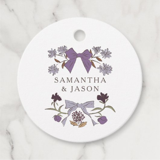 ボホ薄紫ボウフローラ結婚式の引き出物ラベル フェイバータグ (正面)