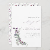ボホ薄紫ワイルドフラワーズ結婚式招待状 招待状 (正面/裏面)