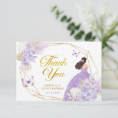 ボホ薄紫幾何学蝶キンセニェラフローラ サンキューカード (スタンド正面)