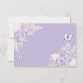 ボホ薄紫幾何学蝶キンセニェラフローラ サンキューカード (裏面)