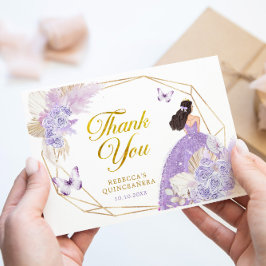 ボホ薄紫幾何学蝶キンセニェラフローラ サンキューカード