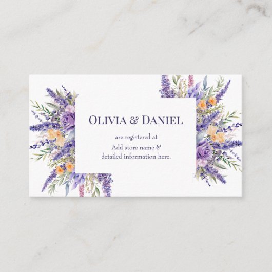 ボホ薄紫水彩野草花結婚の登録簿 エンクロージャーカード (正面)