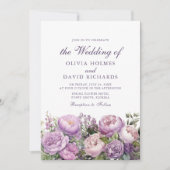 ボホ薄紫牡丹結婚ズ 招待状 (正面)