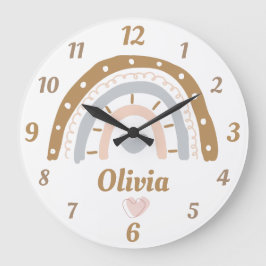 ボホ虹お洒落パーソナライズされた名 ラージ壁時計
