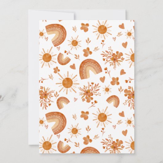 ボホ虹の小さなサンシャインオレンジの赤ちゃんシャワー 招待状 (裏面)