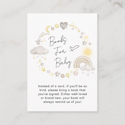 ボホ虹の水の色の本の赤ちゃんシャワー エンクロージャーカード (正面)
